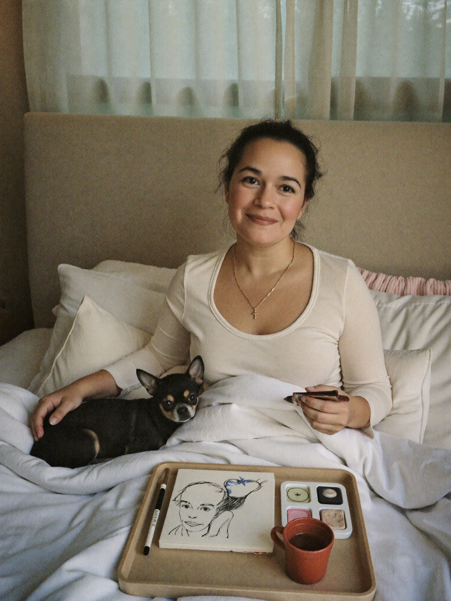 Amber at her studio desk
